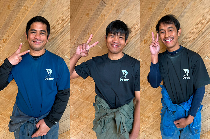 作業担当 ガスパー（左）・マヒナイ（中）・ジョシュア（右）