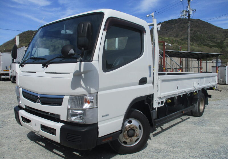 平成29年式　三菱/キャンター　積載2トン　ワイドロング　全低床/5速MT　荷寸434/190/38　ロープ穴/床フック/左電格ミラー/床板鉄板　★お問い合わせ番号：2846★