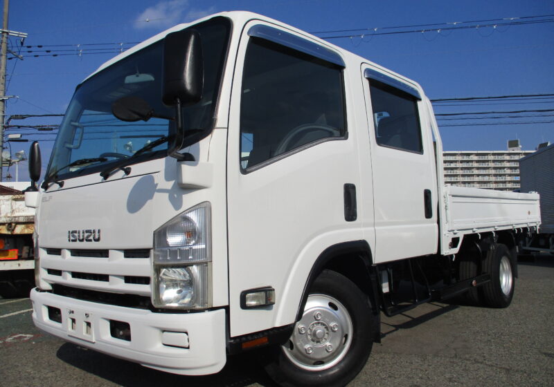 在庫車両　平成19年式　いすゞ　エルフ　積載2.75トン Wキャブ ワイドロング　高床/6速MT　荷寸330-190-37　乗車定員7人　・床鉄板・アオリ内側3方鉄板・鳥居鉄板・リアパワーウィンドウ・110馬力・左電格ミラー・ETC・荷台塗装・アオリチェーン　全タイヤサイズ：195/85R16　荷台寸法：330-190-37　地上高：97cm　★お問い合わせ番号：1578★