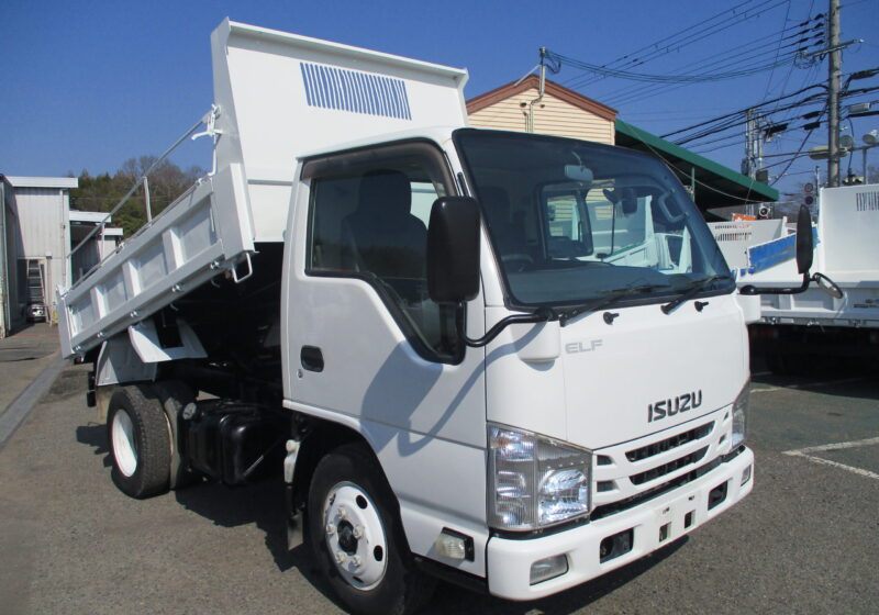 平成26年式　いすゞ　エルフ　積載3トン　　強化ダンプ　全低床　6速MT　新明和製　コボレーン　ピン加工2箇所　ETC　左電格ミラー ★お問い合わせ番号：2742★