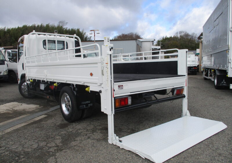 売約済み 平成28年式 いすず エルフ 積載3.5トン ワイドロング パワーゲート 全低床 MT 荷寸431/199/36 極東製 昇降600kg 床板アピトン 坂道発進補助装置 電格ミラー 垂直パワーゲート ★お問い合わせ番号 0136★