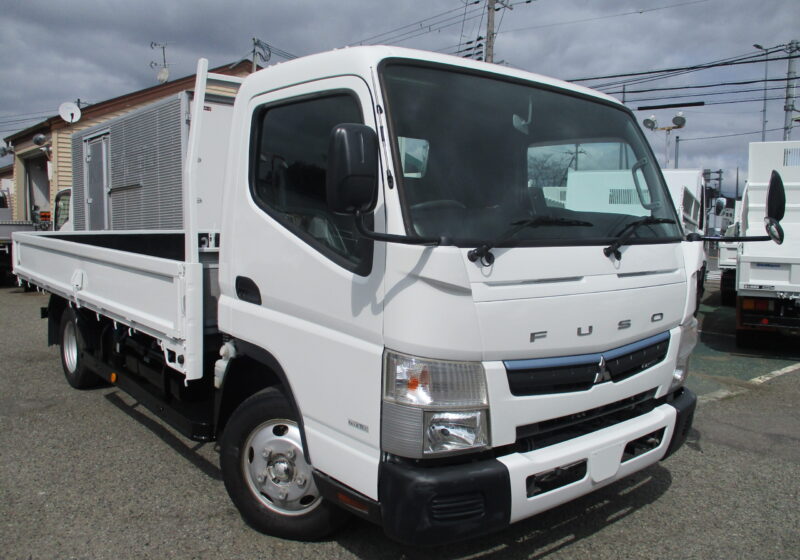 平成30年式 三菱 キャンター 2トン積載 ワイドロング 全低床 MT 荷寸432/208/38 ★床板新品張替済み★ ETC ロープフック 床フック左右6カ所ずつ  車線逸脱警報装置★お問い合わせ番号1352★