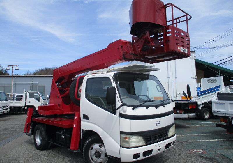 平成17年式日野デュトロ 作業床12m 高所作業車 バケット200kg 高床 作業半径10m MT 8ナンバー アイチコーポレーション製 鉄製バケット★お問い合わせ番号：8542★