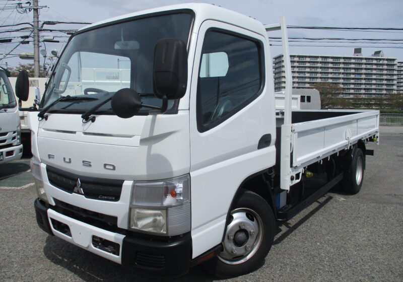 平成26年式 三菱 キャンター 積載3トン 標準ロング 全低床 6速AT　荷寸432/179/38　床フック左右4対 ETC 左電格ミラー 床板鉄板　ユーザー様買取！　★お問い合わせ番号：0992★