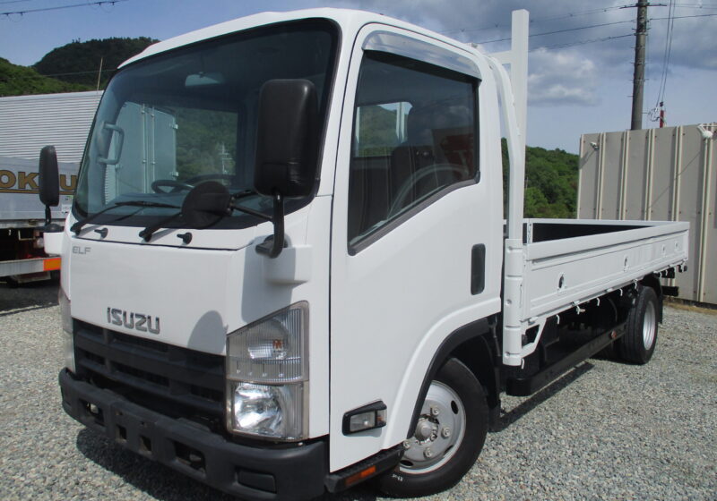 平成26年式 いすゞ エルフ 積載2トン 標準ロング 全低床 5速MT 荷寸436/180/38 ロープ穴左右4箇所対 ETC アオリチェーン 角出し 1ナンバー★お問い合わせ番号：5647★