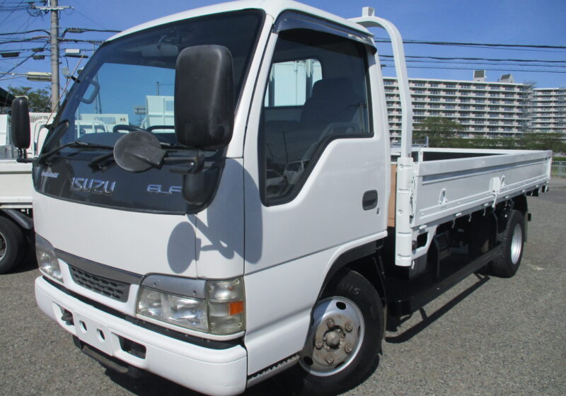 平成16年式いすゞエルフ 積載2トン 標準ロング 高床 5速MT 荷寸435/178/37 ロープ穴左右2箇所対 ETC 左電格ミラー アオリチェーン アイドリングストップ 坂道発進補助装置 オーバーヘッドコンソール★お問い合わせ番号：0463★