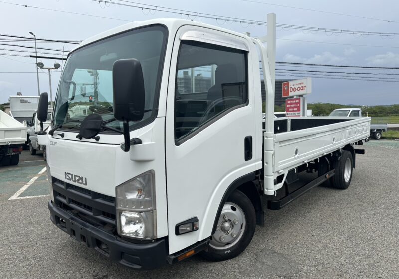 平成26年式 いすゞ エルフ 積載2トン 標準ロング 全低床 5速MT 荷寸436/180/38 ロープ穴左右4箇所対 ETC アオリチェーン 角出し 1ナンバー★お問い合わせ番号：5647★