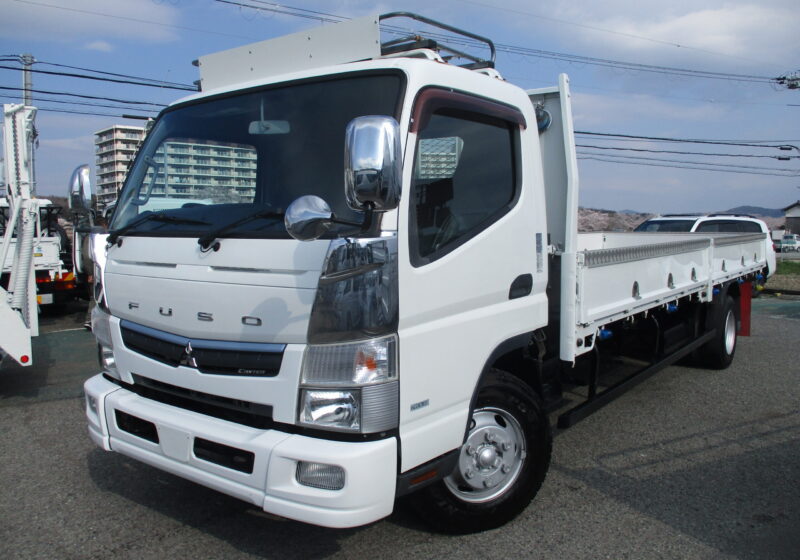 平成29年式三菱キャンター  4.35トン ワイド超ロング 高床 荷寸600/207/38 MT 床板新品張替 鳥居鉄板 アオリ上アルミ縞板カバー ロープフック 分割アオリ ETC！