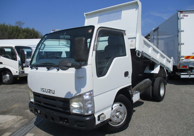 平成23年式　いすゞ/エルフ　積載２トン　新明和製/強化ダンプ　高床/5速MT　ピン加工２カ所/坂道発進補助装置/レベライザー　荷寸：304-159-32　★お問い合わせ番号：9849★