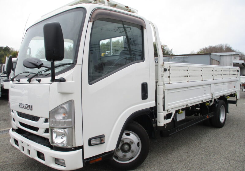平成27年式　いすゞ　エルフ　積載2トン　標準ロング　5速MT　荷寸434-178-37(70)　全低床　2段アオリ　鳥居鉄板　ETC　ドライブレコーダー　左電格ミラー　ABS　ASR　アオリ開閉補助装置　★お問い合わせ番号：9861★