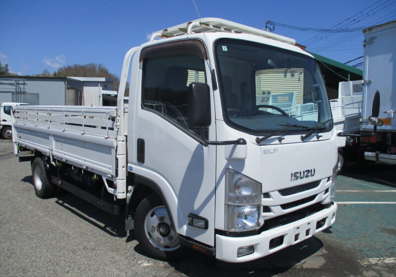 平成27年式　いすゞ　エルフ　積載2トン　標準ロング　5速MT　荷寸434-178-37(70)　全低床　2段アオリ　鳥居鉄板　ETC　ドライブレコーダー　左電格ミラー　ABS　ASR　アオリ開閉補助装置　★お問い合わせ番号：9861★