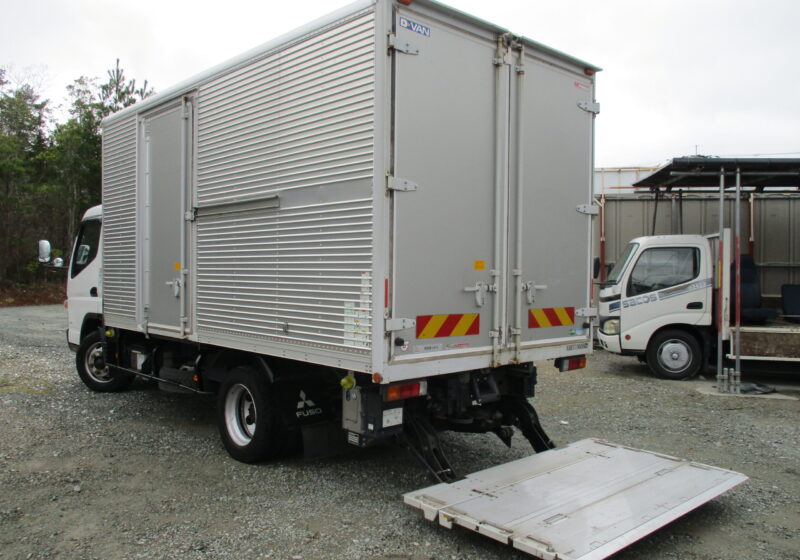 令和1年式 三菱キャンター 積載3.5トン ワイドロング アルミバン 格納パワーゲート 昇降1000kg 5速MT 荷寸441/208/206 全低床 パブコ製 サイドドア ラッシングレール左右2段 PG面180.5-110(117) バックカメラ 坂道発進補助装置 オーバーヘッドコンソール★お問い合わせ番号：3099★