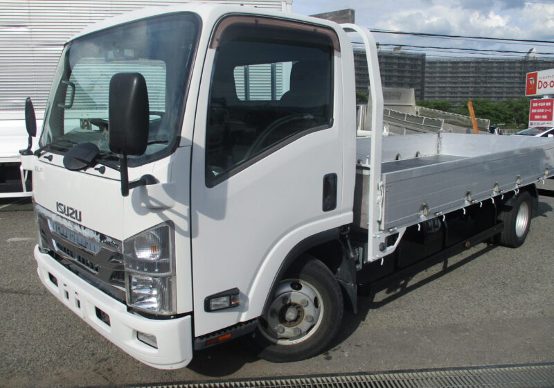 平成27年式 いすゞ エルフ 積載2トン ワイド超ロング 低床 AT 荷寸500/207/38 アルミブロック ETC  ロープ穴左右6箇所対 床板新品張替　両側電格ミラー ミラーヒーター オートエアコン アオリチェーン オーバーヘッドコンソール★お問い合わせ番号：1076★