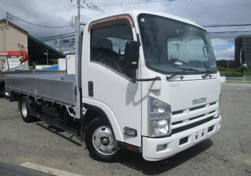 平成24年式　いすゞ/エルフ　積載２トン　ワイドロング/アルミブロック　全低床/６速ＡＴ　バックカメラ/床フック左右５箇所ずつ/左電格ミラー　荷寸：435-191-38.5(ｃｍ)　★お問い合わせ番号：4385★