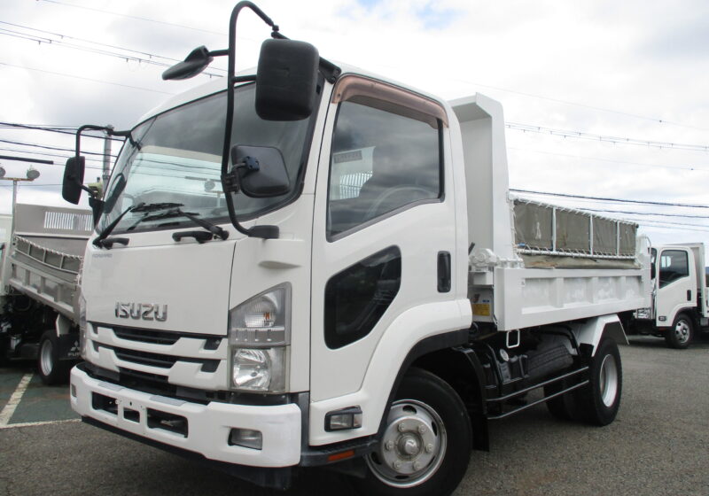 平成27年式　いすゞ　フォワード　積載3.85トン　新明和製　MODEL：DR4-0003S　強化ダンプ　6速MT　電動コボレーン　プロテクター補強　☆荷台塗装☆　荷寸340-205-34　ETC　左電格ミラー　150馬力　ABS　坂道発進補助装置　ロープフック　アイドリングストップ　一方開　地上高110cm　☆車検令和9年2月9日迄☆　★お問い合わせ番号：5216★