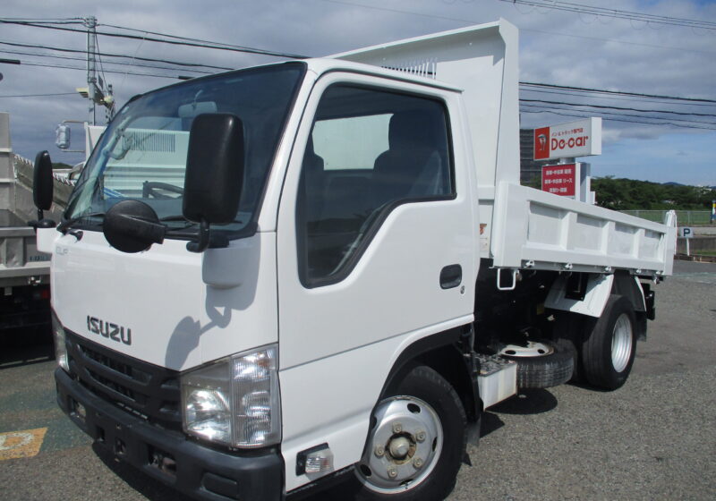 平成27年式　いすゞ エルフ　積載3トン 強化ダンプ 新明和製 全低床 6速MT ETC ピン加工2箇所 坂道発進補助装置　★お問い合わせ番号：8898★