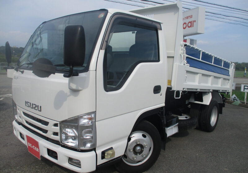令和2年式　いすゞ/エルフ　積載２トン　極東製/強化ダンプ　全低床/5速MT　150馬力　コボレーン/あゆみ掛け/ダム加工/左電格ミラー/坂道発進補助装置/車幅逸脱警報　荷寸：304-158-31　★お問い合わせ番号：3418★