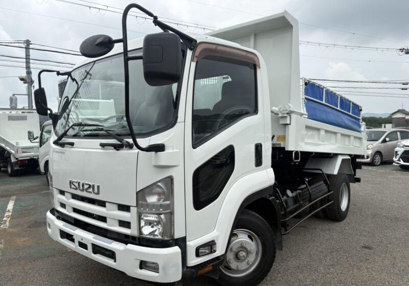 平成26年式 いすゞ フォワード 積載3.55トン 強化ダンプ 極東製 6速MT 電動コボレーン ETC プロテクター補強 左電格ミラー 坂道発進補助装置 オーバーヘッドコンソール アイドリングストップ レベライザ★お問い合わせ番号：8040★