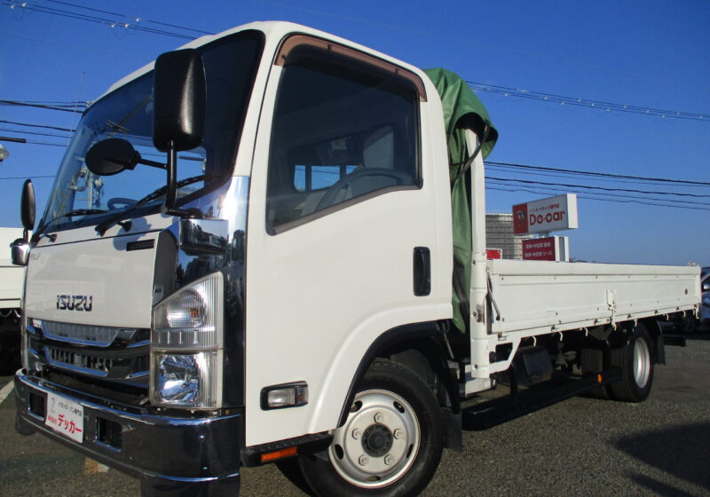 平成28年式　いすゞ エルフ　積載2トン ワイドロング　全低床 6速MT　荷寸435/206/38　ETC 床鉄板 ドラレコ メッキパーツ 左電格ミラー アオリ開閉補助装置 坂道発進補助装置　★お問い合わせ番号：3278★